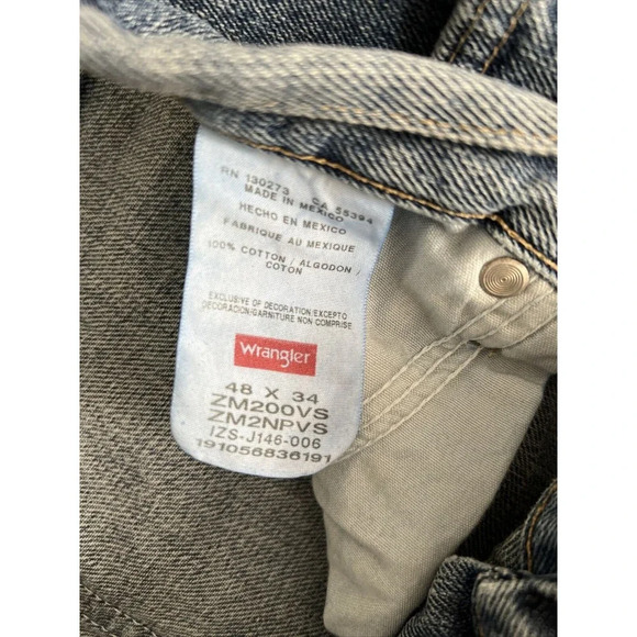 Wrangler Mens Denim Jeans Actual 46X32 Pockets Workwear Blue Casual - Picture 8 of 11